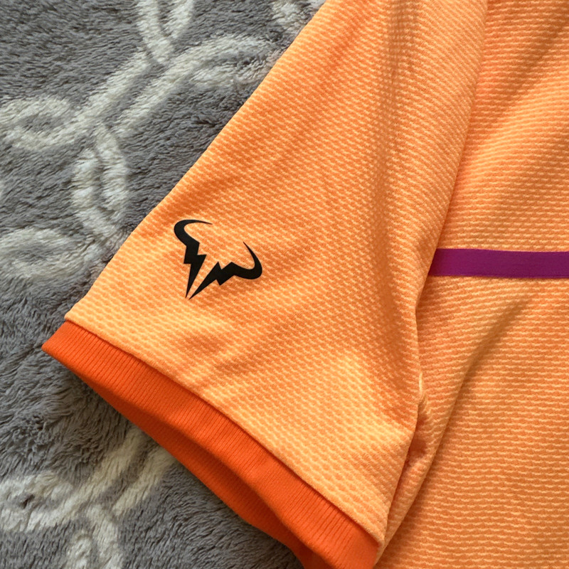 Nike Aeroreact Rafa Nadal Tennis Short Sleeve Shirt Sz M Rare Orange gallery