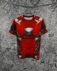 Men’s Under Armour x Iron Man Compression T-Shirt Full Print Sportswear Size M