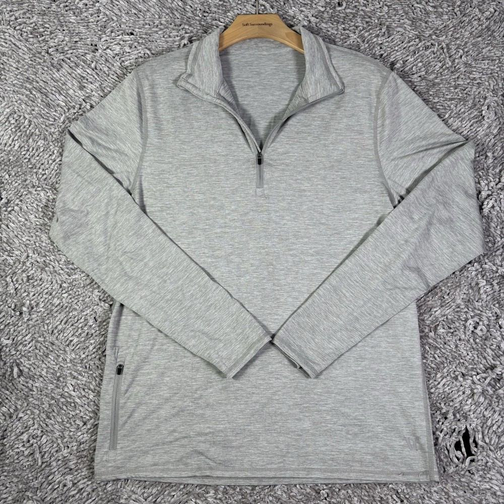 Vuori Ease Performance 1/4 Zip Mens Gray Zip Pocket Activewear Stretch Gray Golf