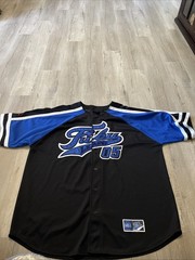 Vintage Fubu Baseball Jersey Men’s 3XL Black Blue Y2K Hip-Hop #5 Streetwear
