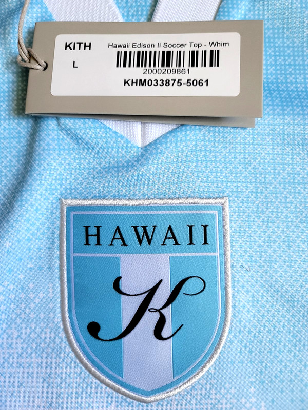 NWT KITH Hawaii Honolulu Exclusive Edison Soccer Jersey Wave Light Blue L gallery