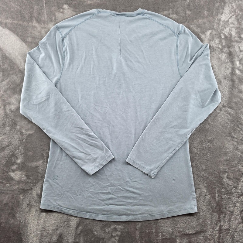 Lululemon Shirt Mens Medium Blue Long Sleeve Henley Performance Athletic Top gallery