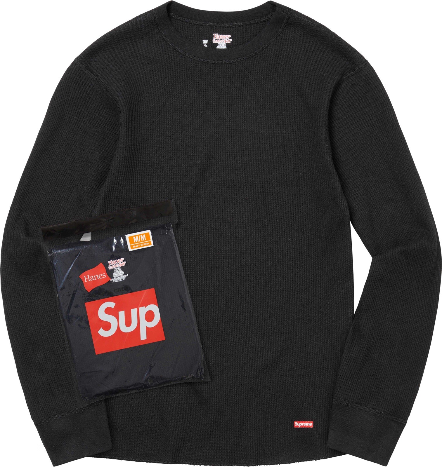 Supreme® Hanes Thermal Crew Neck 1-Pack L/S Top Black Undershirt Size XXL gallery