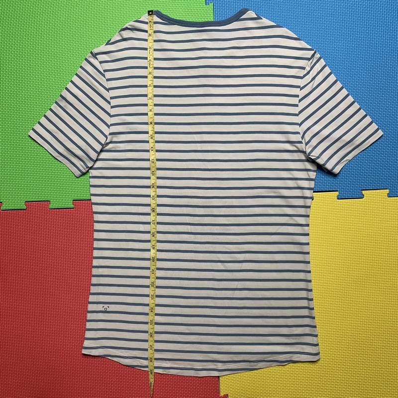 Lululemon 5 Year Basic Tee Updated Fit Men Small Striped Ocean Mist UtilIty Blue gallery