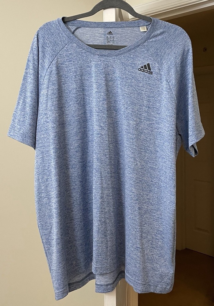 adidas Climalite Shirt Blue Marled Athletic Short Sleeve Pullover Men's 2XL