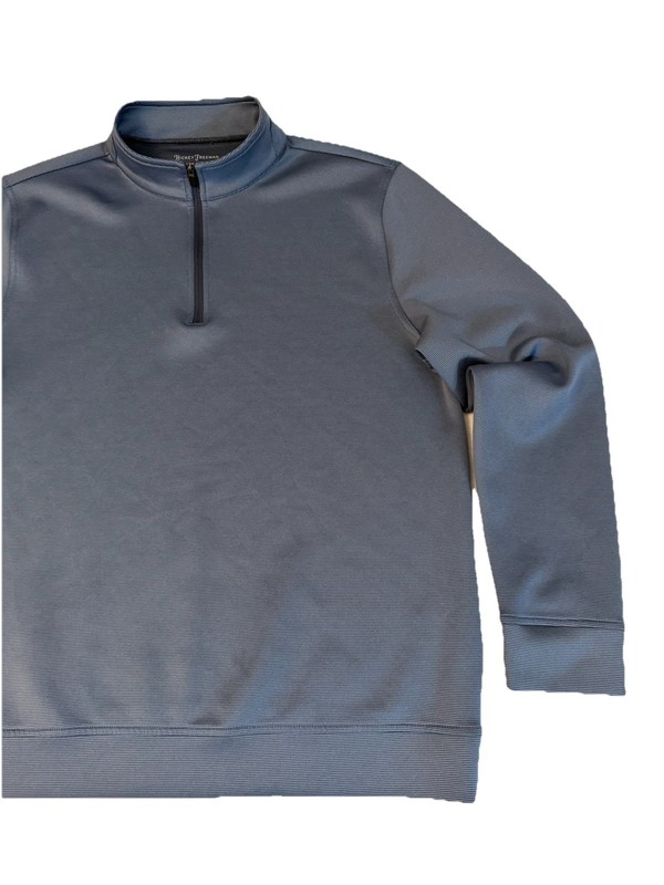 Hickey Freeman 1/4 Zip Golf Pullover Shirt Mens Medium Blue Striped Performance gallery