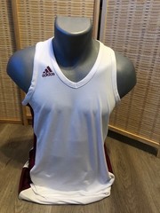 Adidas Sleeveless Tank Top Shirt White and Maroon Red Small S (H882)