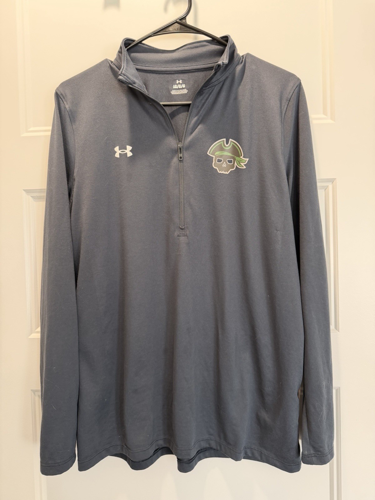 Under Armor Quarter Zip Pullover Men's Large Gray Pirate Logo Performance Athlet gallery