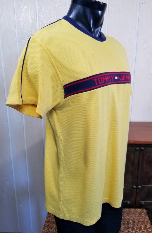 Tommy JEANS Hilfiger Yellow Flag Logo S/S Shirt Top Men's Sz M gallery