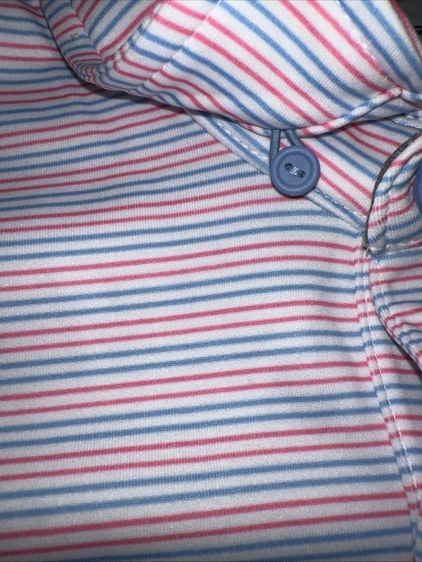 Twillory Shirt Med White/lt Blue/ Nantucket Red Polo Polyester Athleisure SS gallery