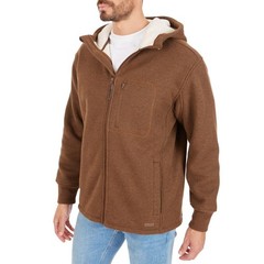 Smiths Workwear Mens Shirt Jacket M Thermal Hooded Sherpa Lined Full Zip Brown