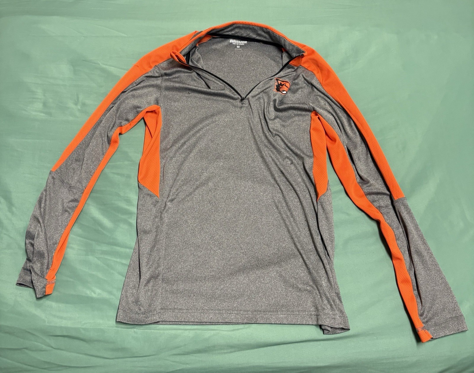 Orange/Grey Quarter Zip With Logo Size M gallery