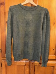 Nordstrom Sweater Men’s L Green 100% Extra Fine Merino Wool Long Sleeve Pattern