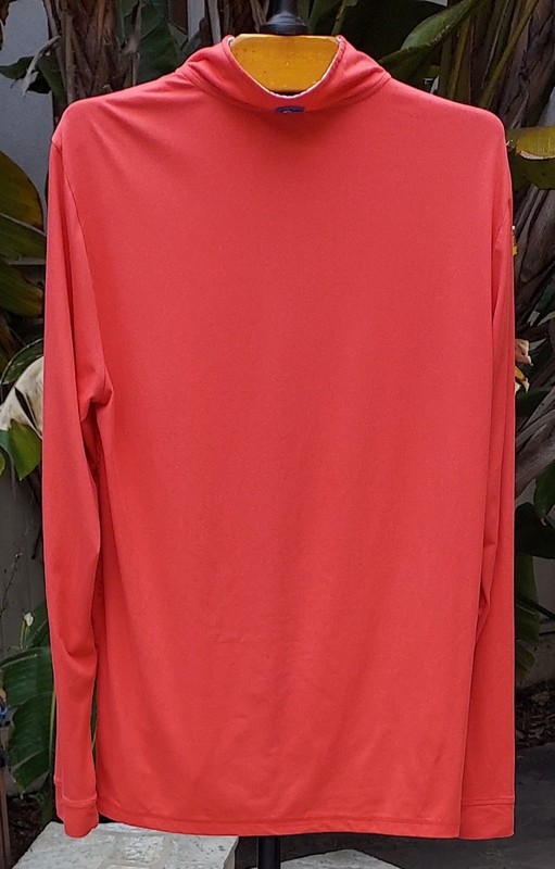 WHITE WATER Men's Coral Red Vented Beach Shirt L/S Stitch Logo 1/4 Zip EUC Large gallery