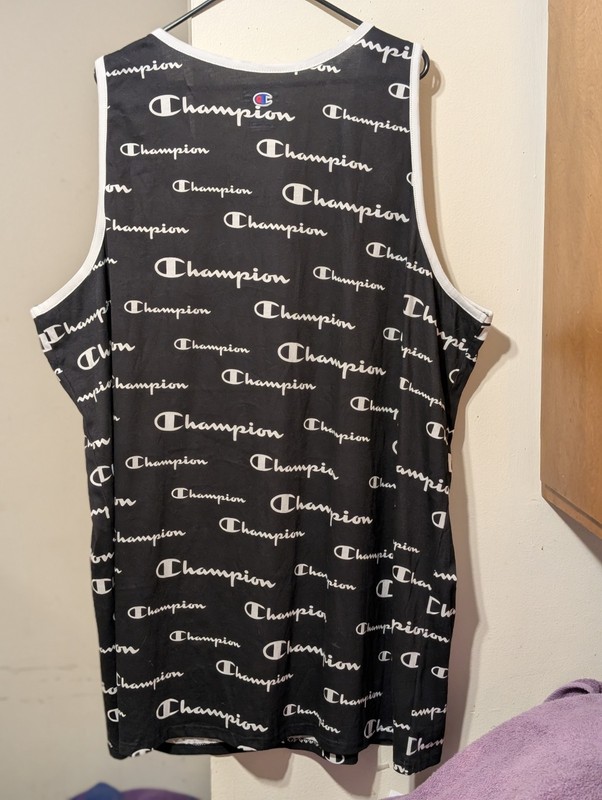PERFECT QUALITY 3XLT BIG TALL TANK TOP BLACK W CHAMPION PRINT 56" TORSO 34* LONG gallery