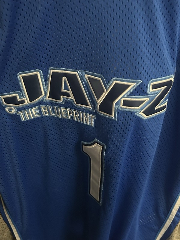 Headgear Classics Rare Jay-Z Blueprint Jersey Size 5XL Hip Hop Basketball Blue gallery
