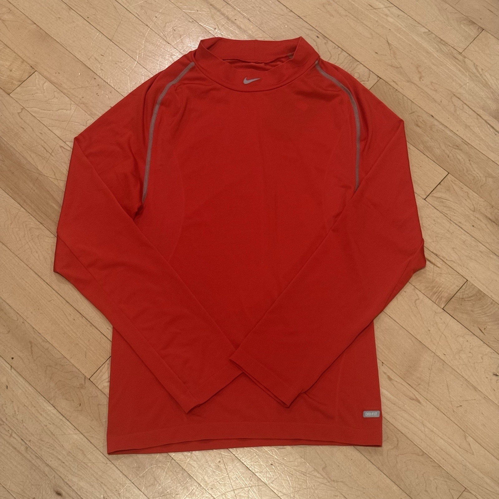 Nike Pro Dri-FIT Mens Large Compression Long Sleeve Mock Shirt Red Skin Tight gallery