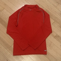 Nike Pro Dri-FIT Mens Large Compression Long Sleeve Mock Shirt Red Skin Tight