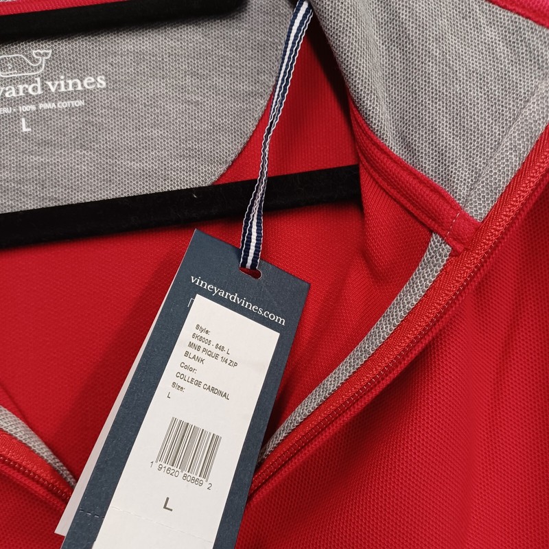 Vineyard Vines 1/4 Zip Pullover Large Lifeguard Red Shirt Prima Cotton NWT gallery