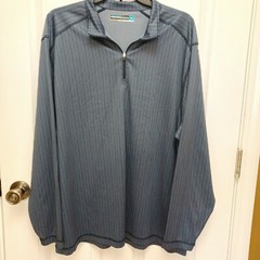 MEN’S ROUNDTREE & YORKE PERFORMANCE BLUE LONG-SLEEVE 1/4 ZIPPERED BLUE SHIRT XL