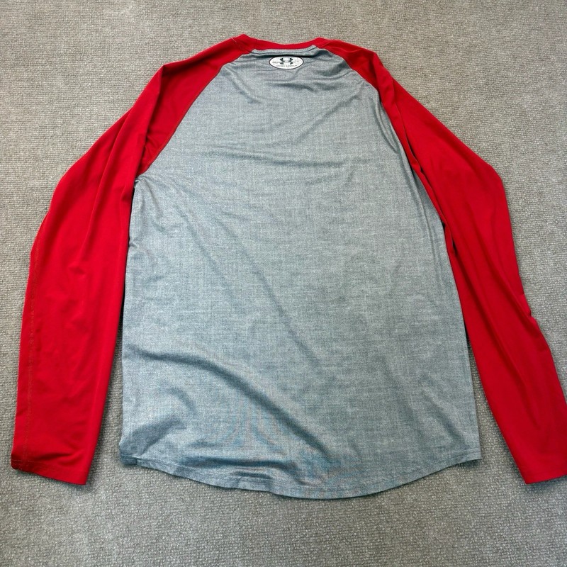 Men’s Under Armor Baseball Shirt Gray And Red Size Medium Fitted gallery