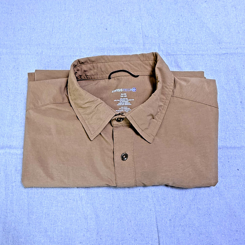 Swiss Tech Shirt Mens Sz XL (46-48) Copper Penny Performance L/S UPF 30 ButtonUp gallery