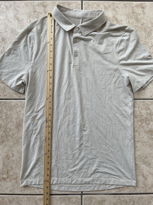 Lululemon Evolution Short Sleeve Men's Polo Shirt Stripe Light Sports Golf Tee gallery