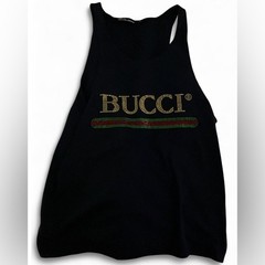 Brian Litchenberg Bucci Rhinestone Spaghetti Strap Black Top Men’s Size Small