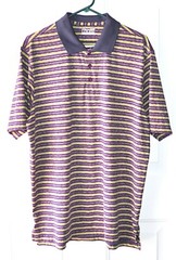 Under Armour Mens Size L Purple and Lime Green Striped Golf Polo Shirt