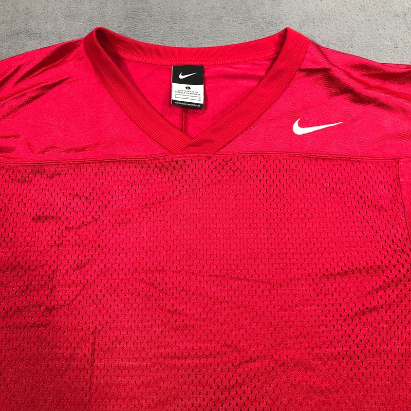 Nike Team Football Practice Jersey Men's Large Red Mesh Short Sleeve Swoosh Logo gallery