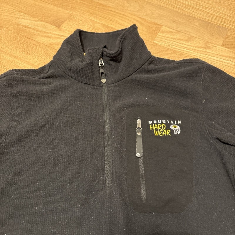 Mountain Hardwear 1/2 Zip Pullover Mens Large Black Fleece Waffle Knit Sweater gallery