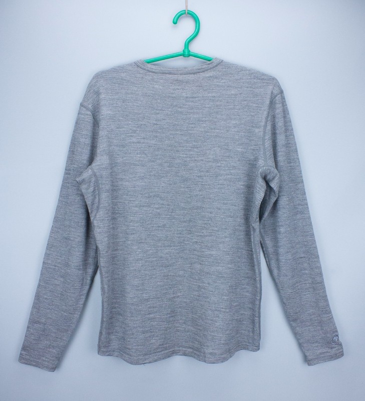 ISOBAA Mens Long Sleeve Base Layer Grey Smoke 100% Merino Wool Size S Thermal gallery