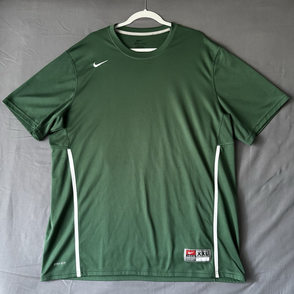 Nike Dri Fit Team Shirt Mens 2XL Green Athletic Training Jersey Top Performance
