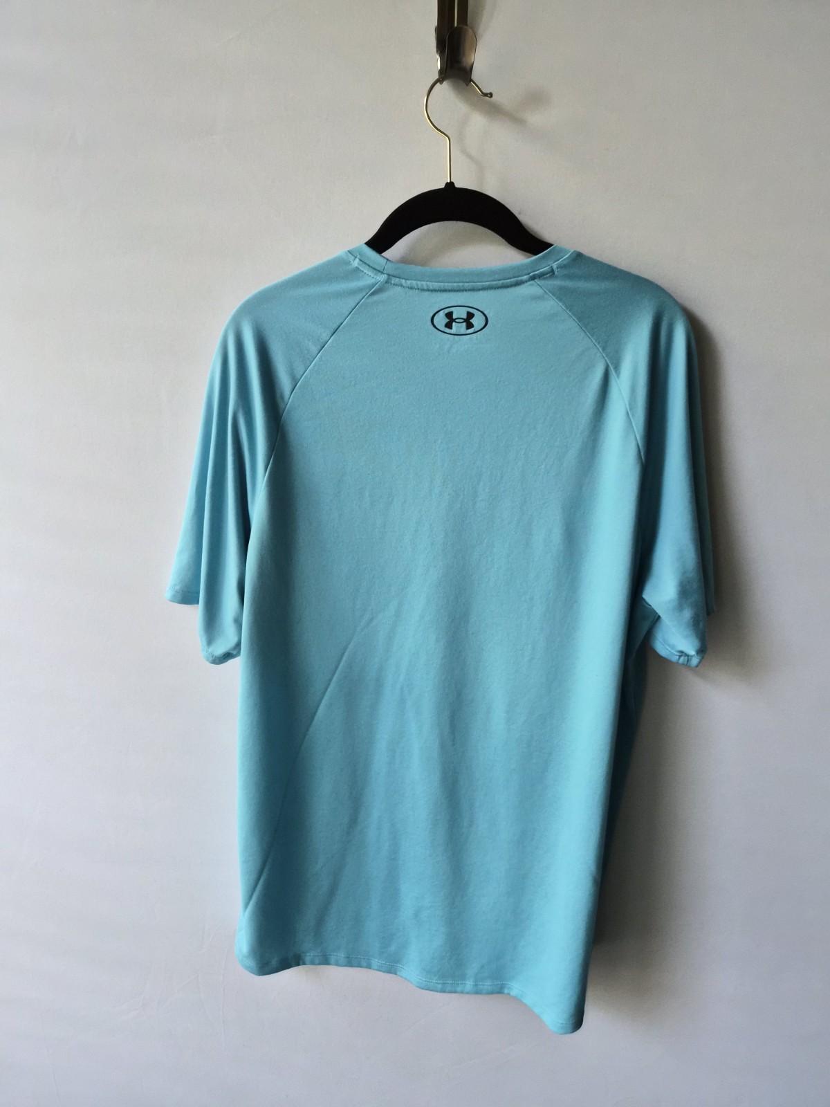 Under Armour The Tech Tee Men’s L Blue Crew Neck Raglan Sleeve Polyester Logo gallery