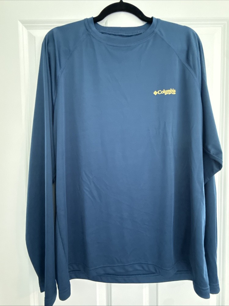 Columbia Men’s Omni-wick PFG Sunshirt M Blue And Yellow