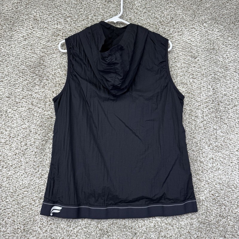 Fabletics Performance Vest Men's Large Black Full Zip Sleeveless Stretch Hood gallery