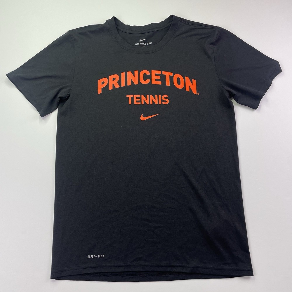 Nike Princeton Tennis T Shirt Men’s S Dri Fit Athletic Top Black Orange Tiger NJ