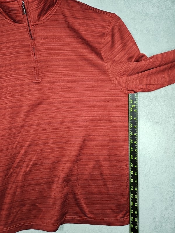 Haggar 1/4 Zip Soft Pullover Subtle Stripes Burnt Umber Stand Up Collar Sz XL gallery