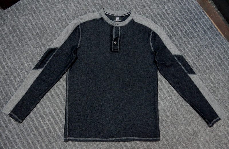 Rock & Republic Black/Gray Henley Pullover Cotton Size Medium EUC gallery