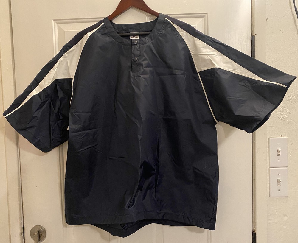 Augusta High Five Sportswear Nylon Short Sleeve Blue Windbreaker Shirt Adult XL