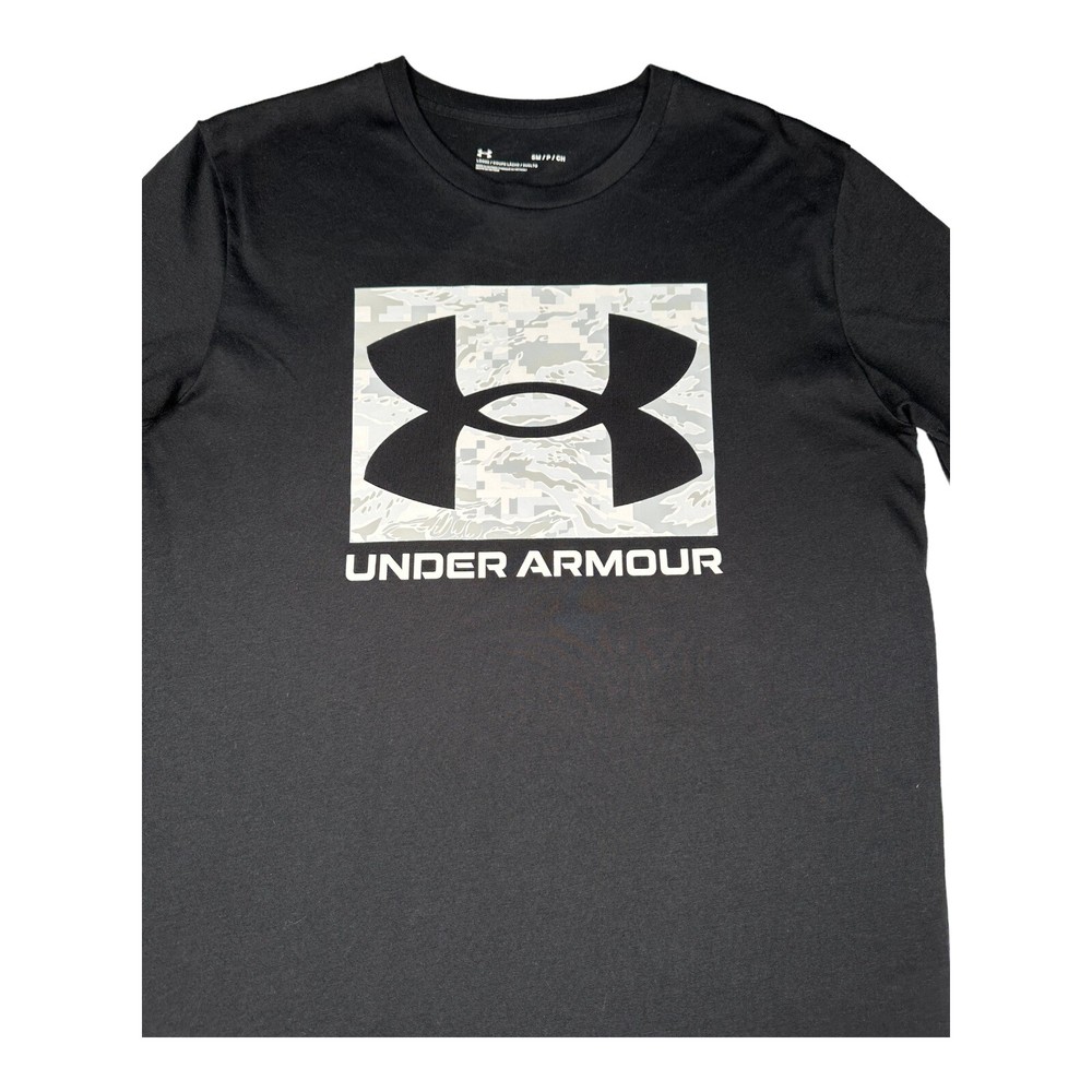 Under Armour Mens T Shirt Size S Loose Fit Digital Camo Short Sleeve Black
