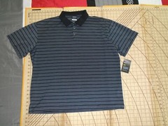 MENS 2XLARGE NIKE GOLF BLACK/WHITE STRIPED SHORT POLO SHIRT