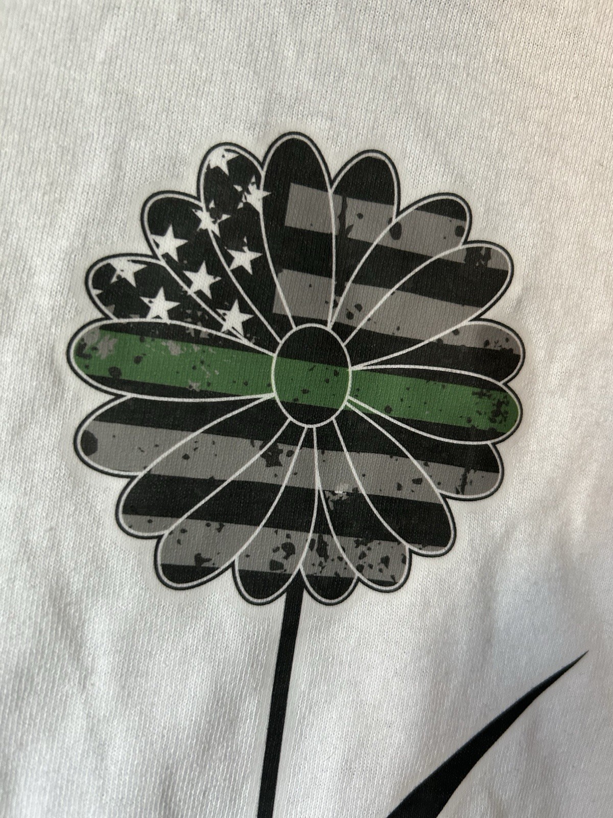 GREEN LINE Gildan Heavy Cotton Raglan T-Shirt Black White Flower Flag Graphic gallery