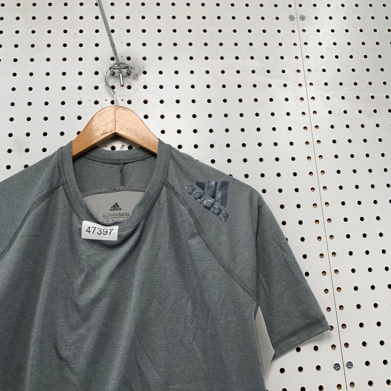 Adidas Alpha Skin Active T Shirt Mens Large Gray Climalite Work Out Run Logo gallery