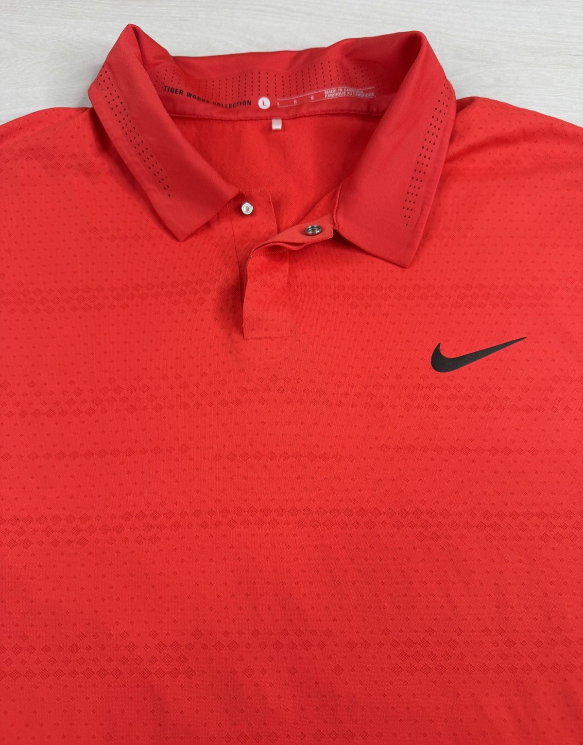 Nike Tiger Woods Collection Golf Polo Shirt Geometric Performance Stretch Mens L gallery