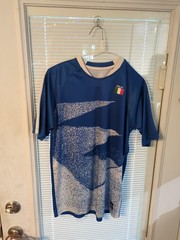 Mitre Men’s Elite Italia Logo Jersey Shirt Blue White Tee Top SZ XL ___100