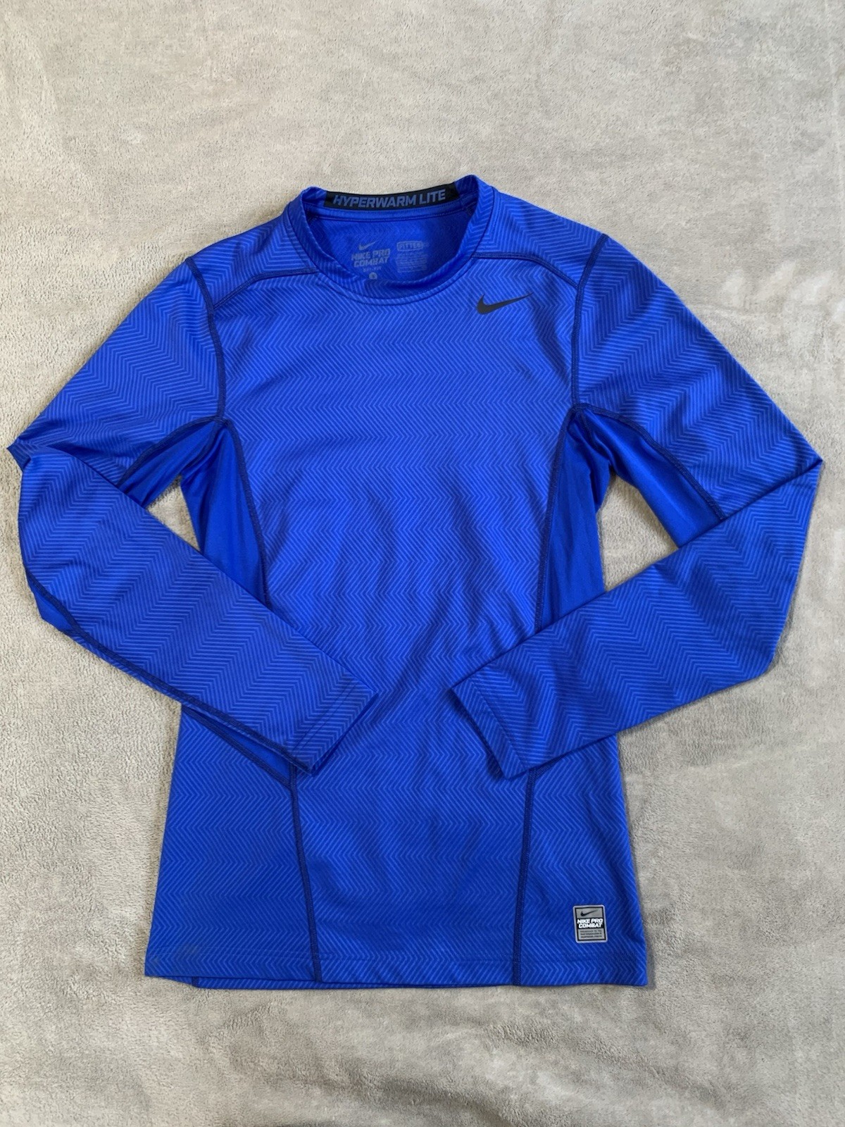 Nike Pro Combat Hyperwarm Lite Mens Small Fitted Blue Crew Neck Long Sleeve gallery