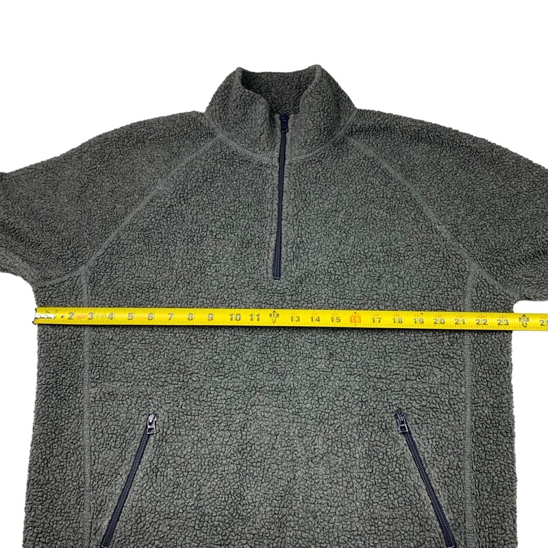 J.Crew Men’s Teddy Sherpa 1/4 Zip Pullover Gray/Navy Blue • Large gallery