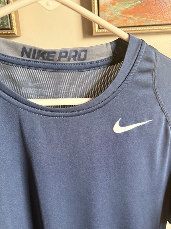 Nike Pro Men's Blue Compression Muscle Short Sleeve Stretch Tee Polyester M Navy gallery