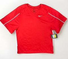 Nike Lacrosse Jersey Mens Small Red White V-neck Face Off Dri Fit 707063-658